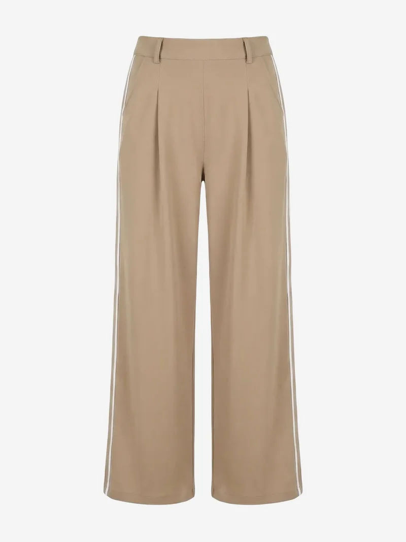 MY FASHION MY FASHION High-Waist Pleated Wide-Leg Trousers