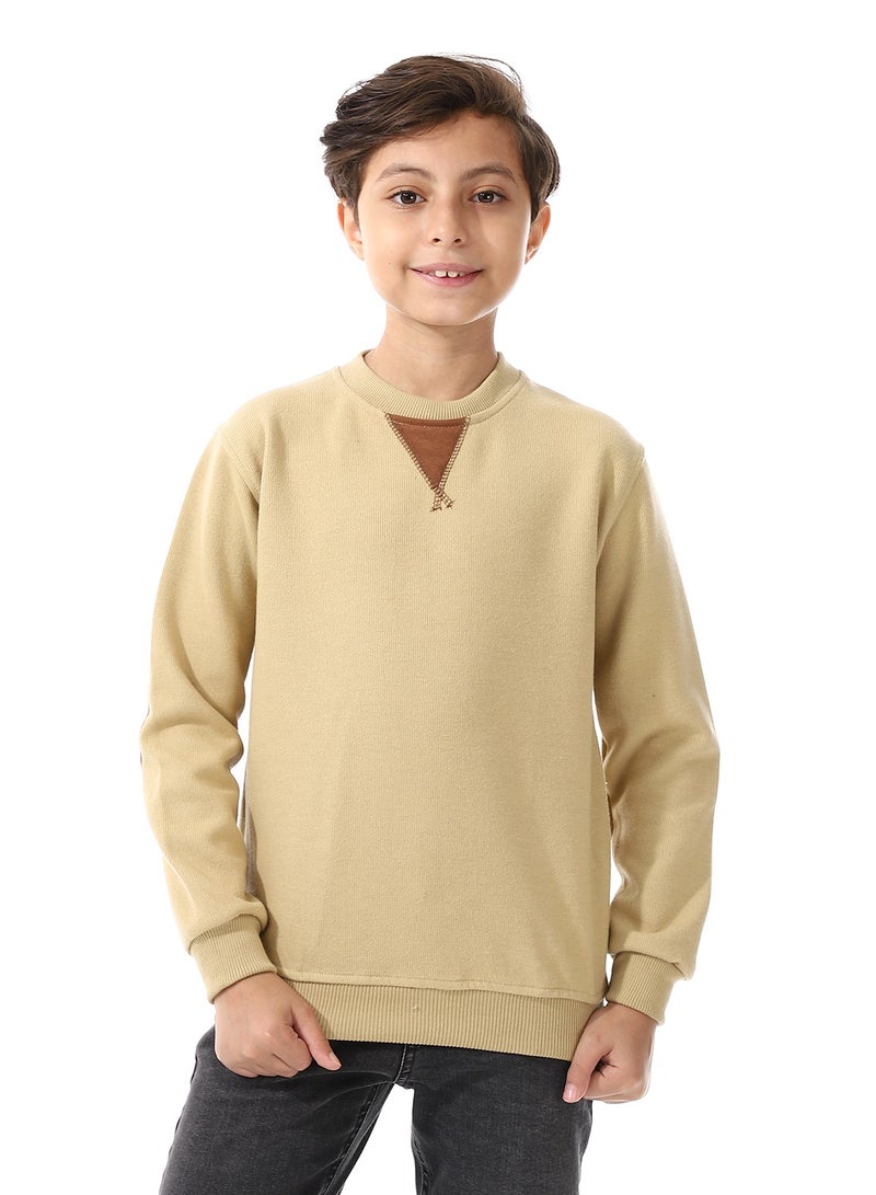 Andora Long Sleeves Slip On Kashmir Boys Sweatshirt_Khaki - Image 1