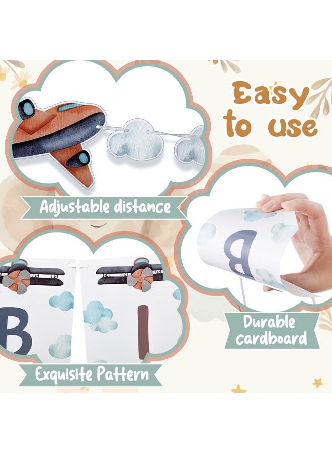 Oudain 3 Pcs Airplane Birthday Party Decoration Include 1 Airplane Clouds Garland and 1 Birthday Garland, 1 Happy Garland for Themed Birthday Party Backdrop Decor Supplies - Image 3
