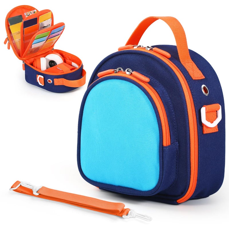 Piaclen Carrying Case Compatible with Yoto Mini (2024 Edition),30 Cards Storage Bag with Handle and Shoulder Strap, Travel Storage box for Player & Headphone Accessories (Blue) - Image 1