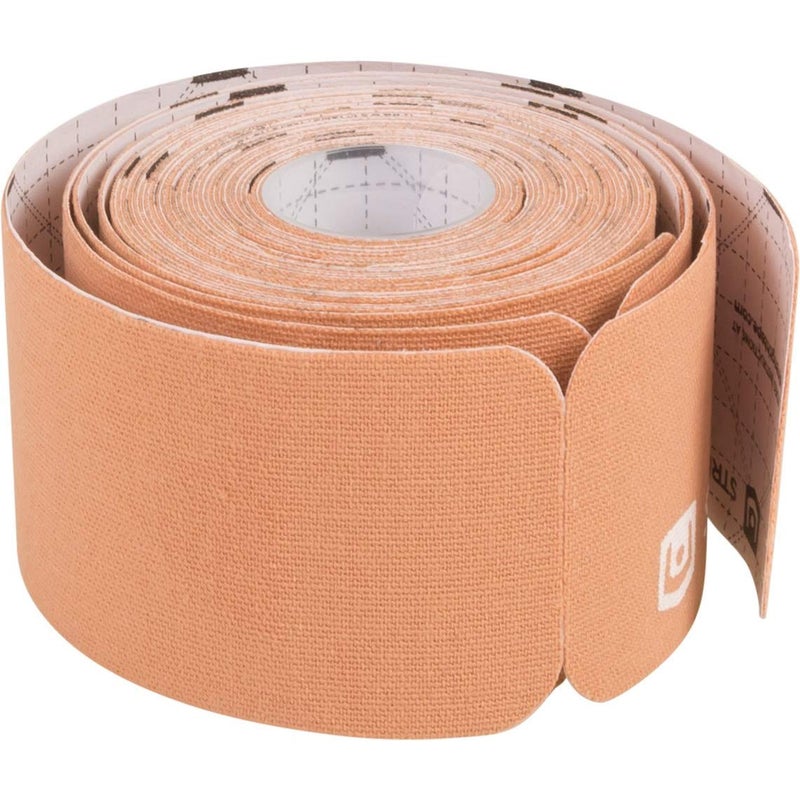 StrengthTape Kinesiology Tape - 16.4' (5m) Roll of 10" Precut Strips - Beige - Image 1