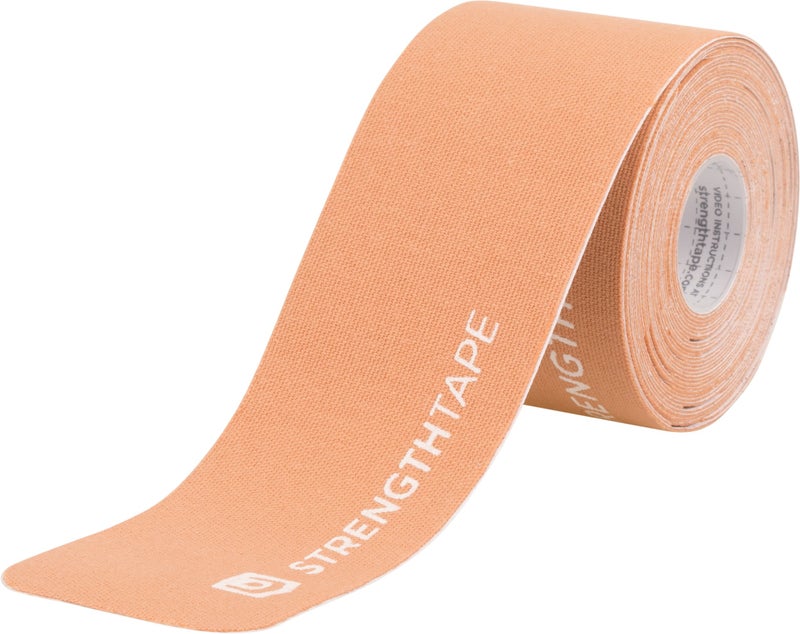 StrengthTape Kinesiology Tape - 16.4' (5m) Roll of 10" Precut Strips - Beige - Image 3