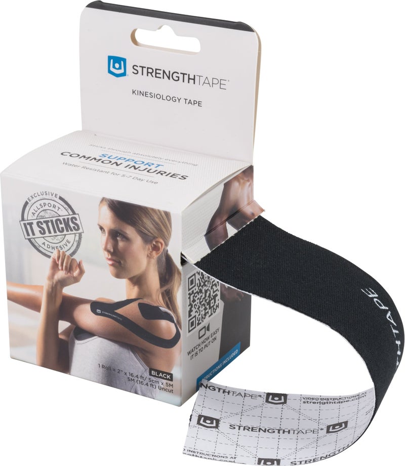 StrengthTape Kinesiology Tape - 16.4' (5m) Roll of 10" Precut Strips - Beige - Image 4
