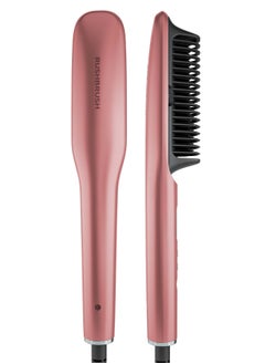 S2 Elite Straightening Brush - 30 Watts - 10 heat settings from 120°C up to 210°C with a MCH Heater - LCD Screen - Triple Row Ceramic Coated Comb Teeth - Rose Gold