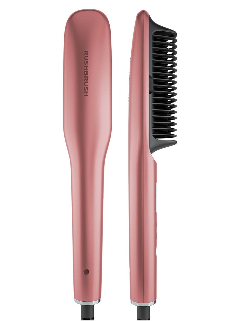 Rush Brush - S2 Elite Straightening Brush - 30 Watts - 10 heat settings from 120°C up to 210°C with a MCH Heater - LCD Screen - Triple Row Ceramic Coated Comb Teeth - Rose Gold - Image 1