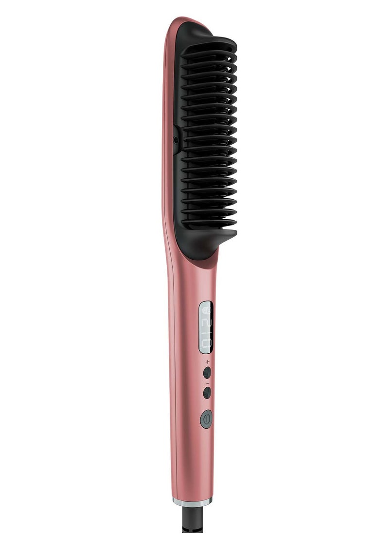 Rush Brush - S2 Elite Straightening Brush - 30 Watts - 10 heat settings from 120°C up to 210°C with a MCH Heater - LCD Screen - Triple Row Ceramic Coated Comb Teeth - Rose Gold - Image 1