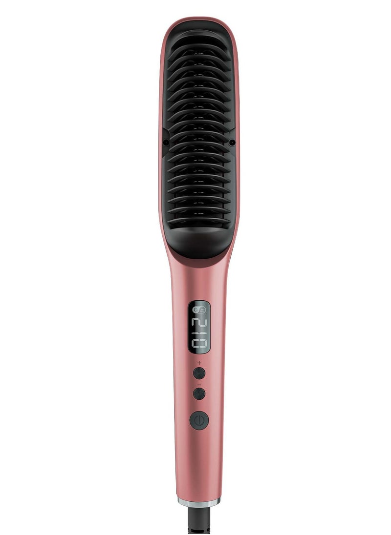 Rush Brush - S2 Elite Straightening Brush - 30 Watts - 10 heat settings from 120°C up to 210°C with a MCH Heater - LCD Screen - Triple Row Ceramic Coated Comb Teeth - Rose Gold - Image 1