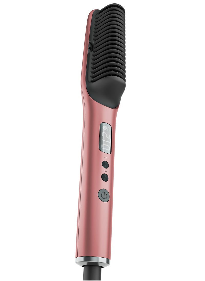 Rush Brush - S2 Elite Straightening Brush - 30 Watts - 10 heat settings from 120°C up to 210°C with a MCH Heater - LCD Screen - Triple Row Ceramic Coated Comb Teeth - Rose Gold - Image 1