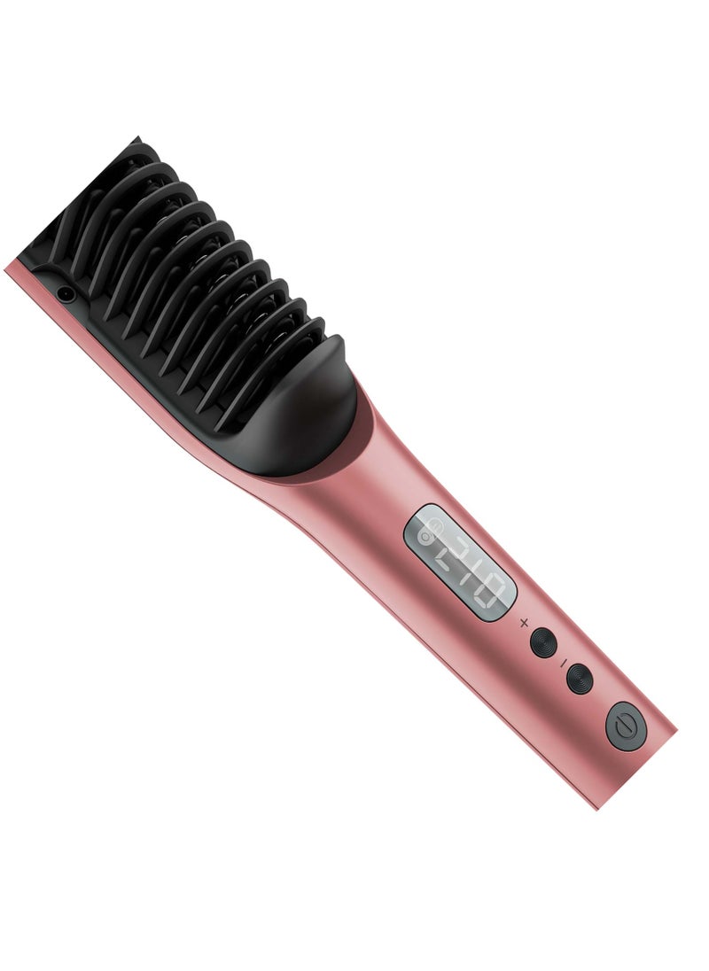 Rush Brush - S2 Elite Straightening Brush - 30 Watts - 10 heat settings from 120°C up to 210°C with a MCH Heater - LCD Screen - Triple Row Ceramic Coated Comb Teeth - Rose Gold - Image 1