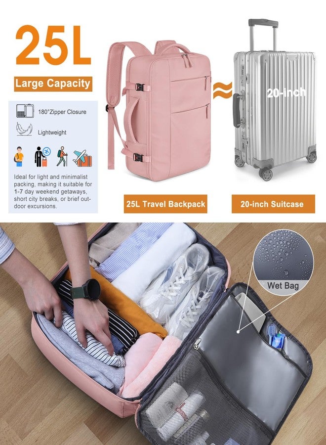 Capolo Travel Backpack for Women Men Waterproof Laptop Backpack Airlines Approved Carry On Backpack Bag Computer Bookbag for Business, Work, Traveling Fits 17 Inch Laptop(Pink) - Image 4