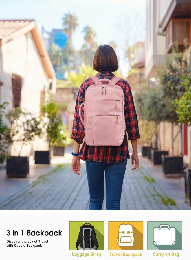 Capolo Travel Backpack for Women Men Waterproof Laptop Backpack Airlines Approved Carry On Backpack Bag Computer Bookbag for Business, Work, Traveling Fits 17 Inch Laptop(Pink) - Image 2
