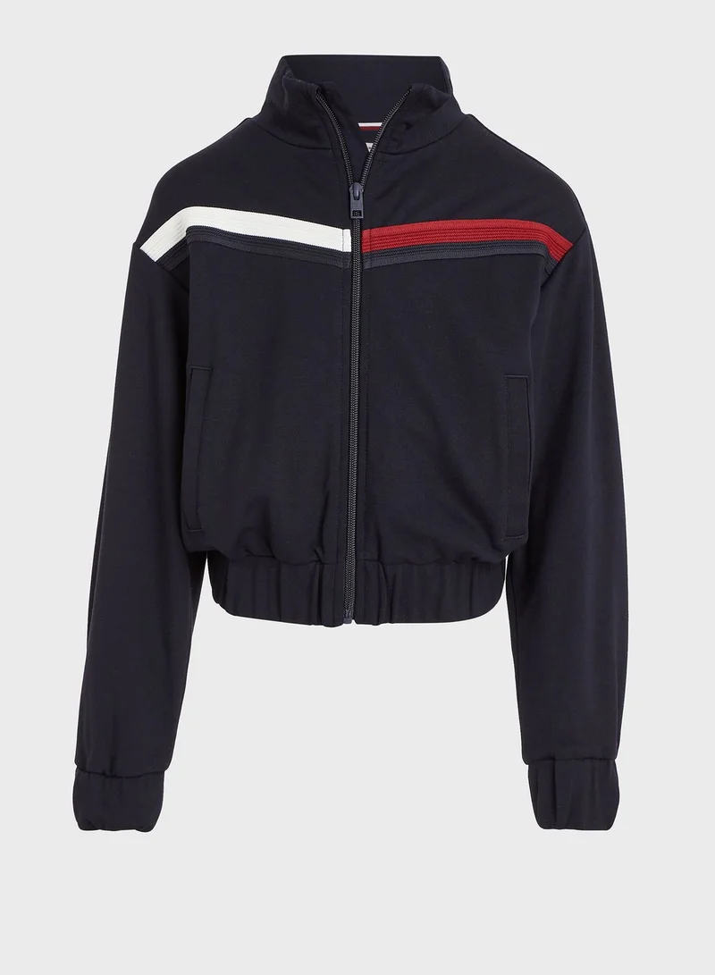 TOMMY HILFIGER Kids Global Striped Zip Thru Jacket