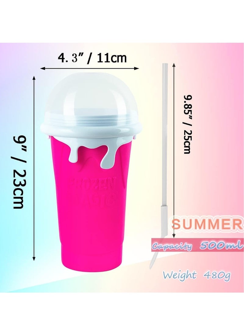 ELTRAZONE - DIY Slushy Maker Cup Set of 2 – 500ml Pink Slushie Maker for Homemade Milkshakes, Smoothies, and Frozen Drinks – Quick & Easy to Use, Reusable, BPA-Free, Fun for All Ages - Image 1