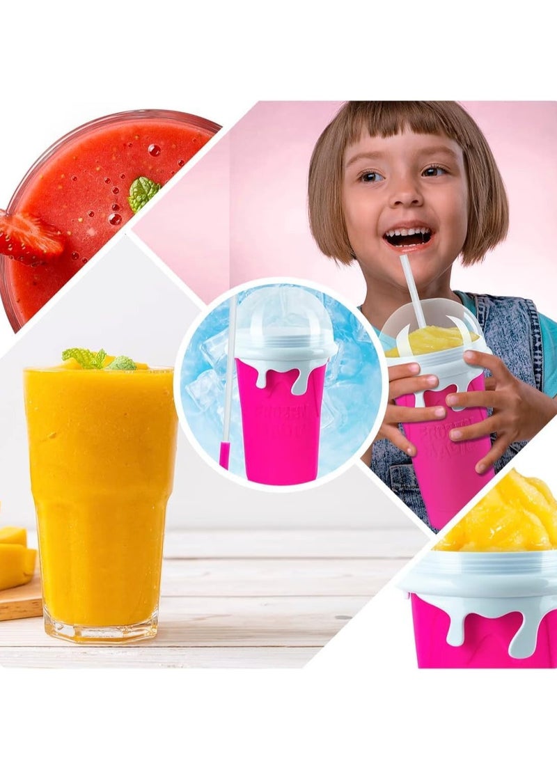 ELTRAZONE - DIY Slushy Maker Cup Set of 2 – 500ml Pink Slushie Maker for Homemade Milkshakes, Smoothies, and Frozen Drinks – Quick & Easy to Use, Reusable, BPA-Free, Fun for All Ages - Image 1