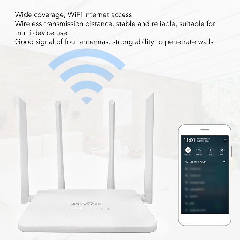 كلاراكو جهاز توجيه مودم 4G LTE مفتوح مع فتحة بطاقة SIM، جهاز توجيه واي فاي بسرعة 300 ميجابت في الثانية مع هوائيات عالية الكسب 5 ديسيبل، نقطة اتصال واي فاي محمولة متصلة بما يصل إلى 20 جهازًا، التوصيل والتشغيل (قابس الولايات المتحدة) - Image 5