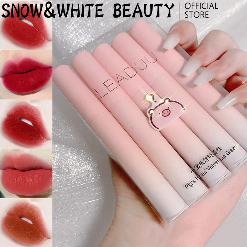 5 PCs Velvet Lip Tint set lip care lipstick set matte lip gloss tint set makeup cosmetic color(LEADUU-C03)