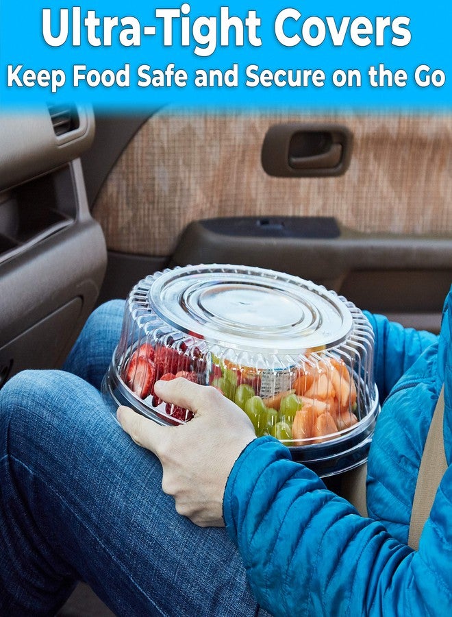 Avant Grub Heavy Duty, Recyclable 12 in. Serving Tray and Lid 3pk. Large, Black Plastic Party Platters with Clear Lids Dishware Plate, Elegant Round Banquet or Catering Trays for Serving Appetizers - Image 5