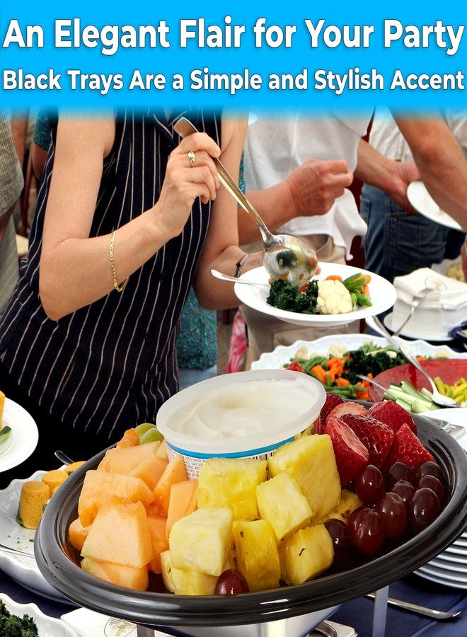 Avant Grub Heavy Duty, Recyclable 12 in. Serving Tray and Lid 3pk. Large, Black Plastic Party Platters with Clear Lids Dishware Plate, Elegant Round Banquet or Catering Trays for Serving Appetizers - Image 4