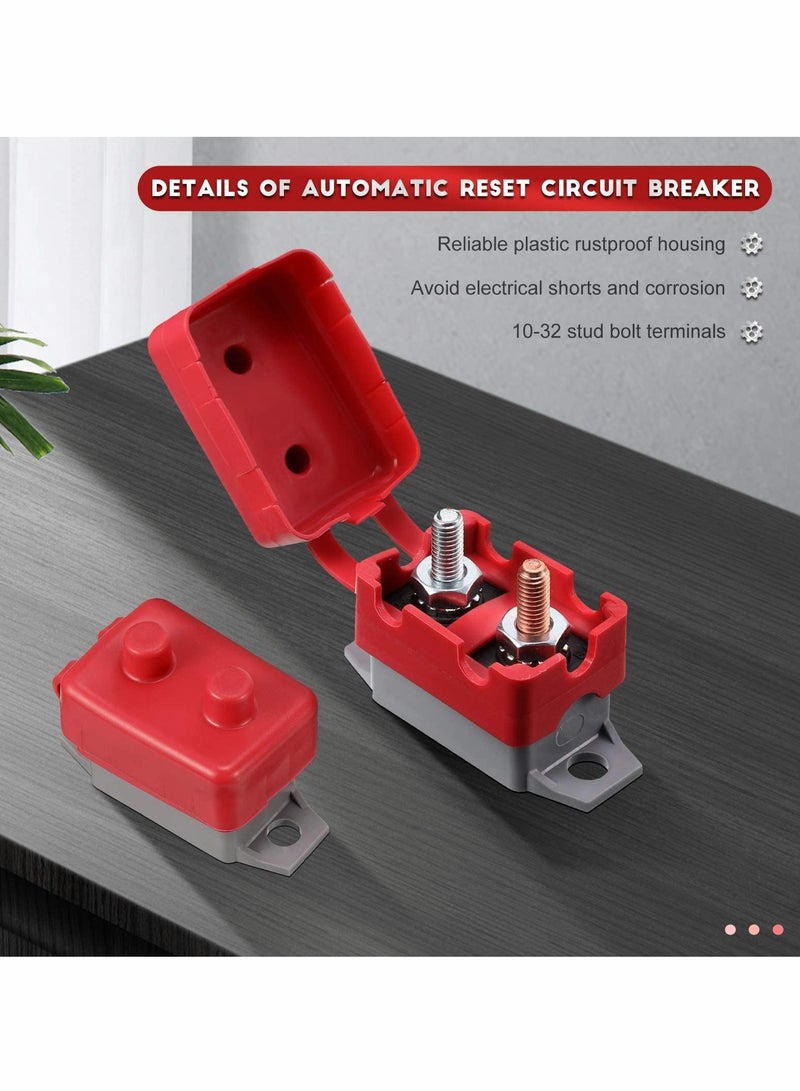 Circuit Breaker, 4 Pieces Dc 50A 12V - 24V Automatic Reset Circuit Breakers  with Cover Stud Bolt for Automotive and More - Image 2