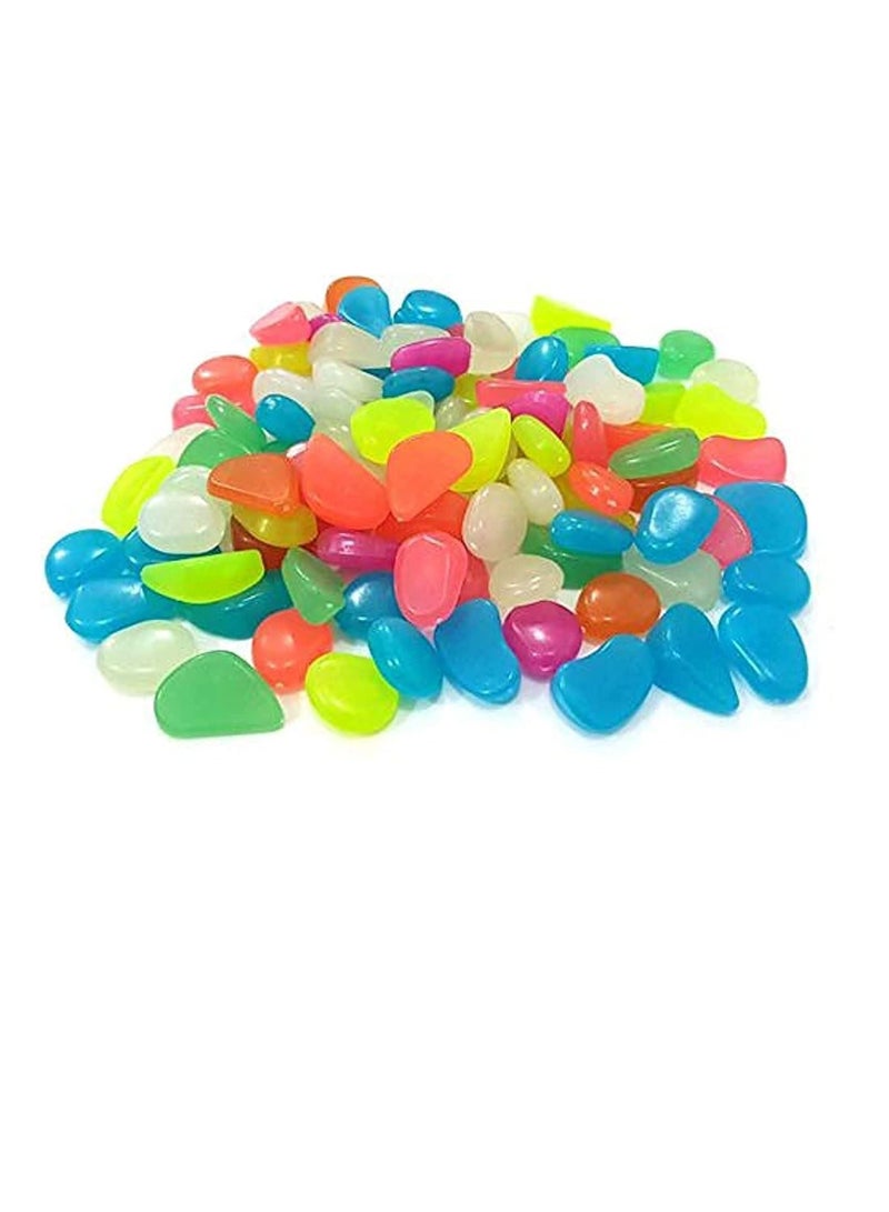 Generic 300pcs Glow In The Dark Garden Pebbles Stones for Walkway Yard Graved Fish Tank Plant Pot Decoration (Mixed Colors)  - Image 1