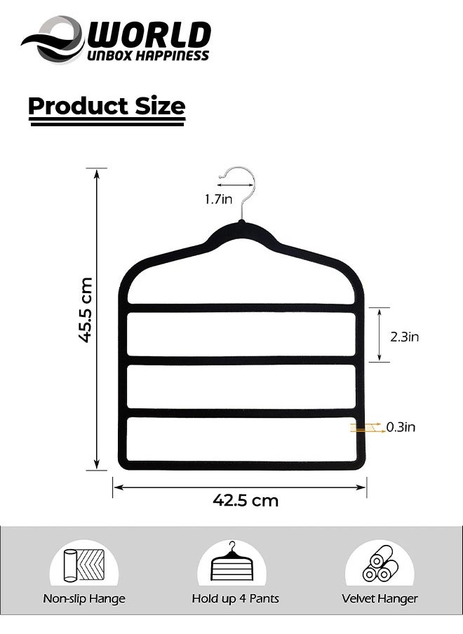 Eworld - Pack of 6 Non-Slip Clothes Hangers with 4 layers, The Ultimate Space-Saving Solution for Organizing Trousers, Skirts, Coats, Dresses, and Tank Tops Effortlessly. - Image 1