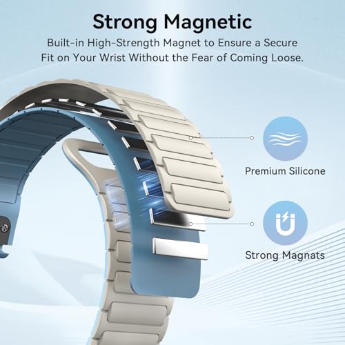 ISABAKE Watch Band for Garmin Fenix 8 47mm/Fenix 7/6/5, 22mm QuickFit Silicone Magnetic Strap for EPIX Pro/Approach S60/S62 - Image 2