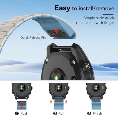 ISABAKE Watch Band for Garmin Fenix 8 47mm/Fenix 7/6/5, 22mm QuickFit Silicone Magnetic Strap for EPIX Pro/Approach S60/S62 - Image 4