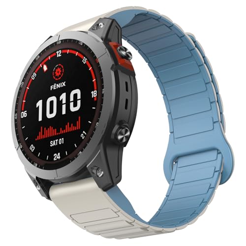 ISABAKE Watch Band for Garmin Fenix 8 47mm/Fenix 7/6/5, 22mm QuickFit Silicone Magnetic Strap for EPIX Pro/Approach S60/S62 - Image 1
