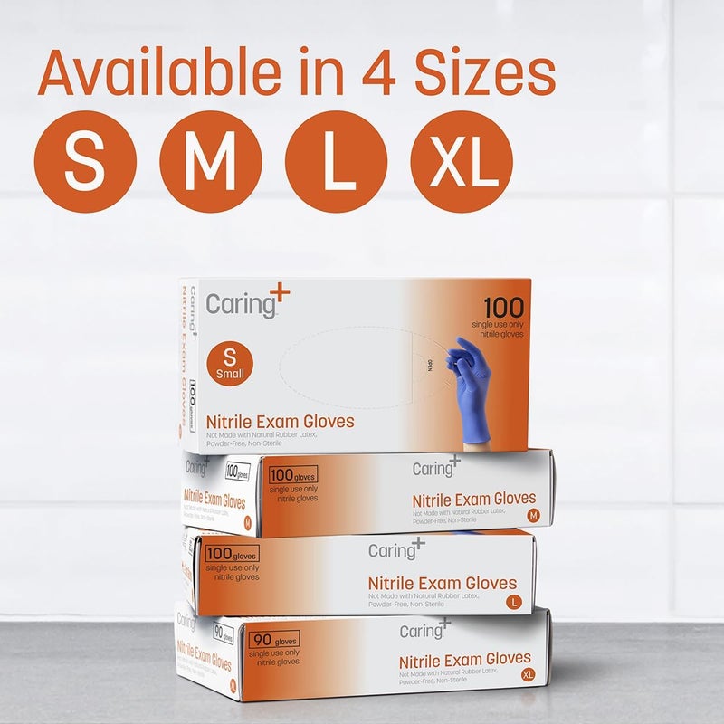 Caring Nitrile Exam Gloves (100ct), Powder Free and Not Made with Natural Rubber Latex, Gloves for Medical Use, Cleaning, Food Prep and More, Large - Image 4
