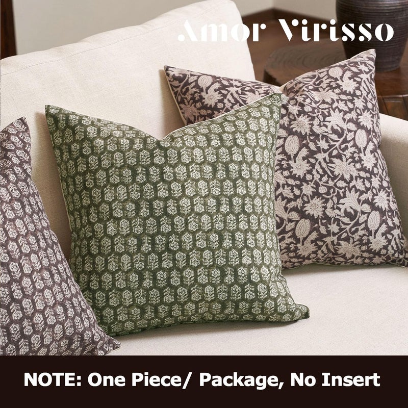 Amor Virisso Floral Pillow Covers 18x18 Couch Pillows for Living Room Farmhouse Neutral Pillow Covers Decorative Throw Pillow Covers Accent Sofa Pillows 1PC,Olive Green - Image 4