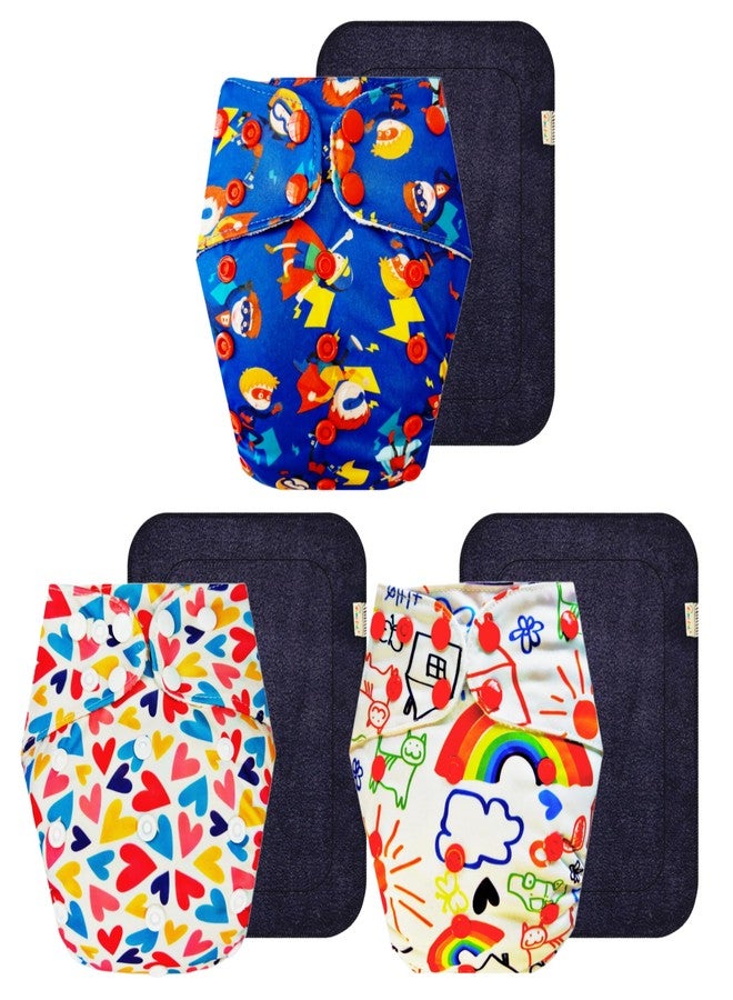 حفاضات قماشية فاخرة من دمبلدو مع حشوة سوداء (عبوة من 3 قطع) | مضادة للحساسية | قابلة لإعادة الاستخدام والغسل | سهلة التنظيف | موثوق بها من قبل الأمهات | من 3 أشهر إلى 3 سنوات | للجنسين - Image 1