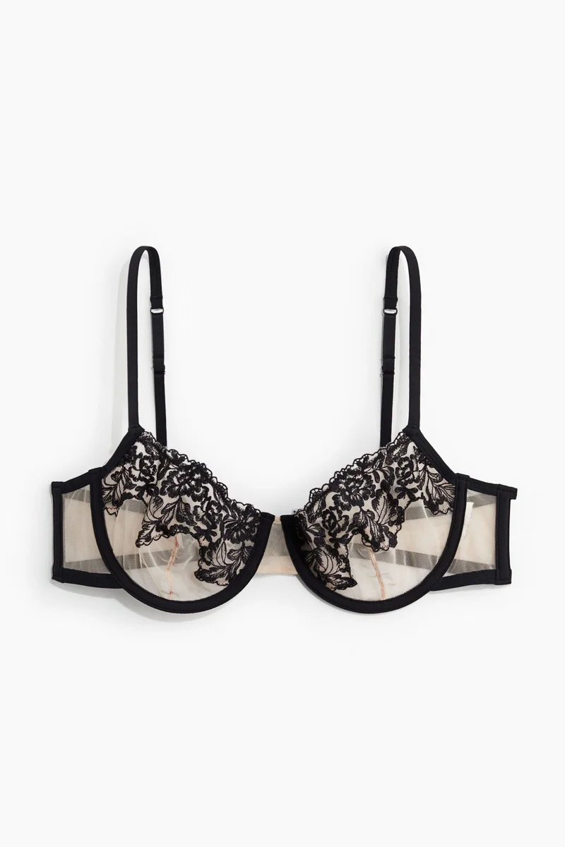 H&M Embroidered balconette bra