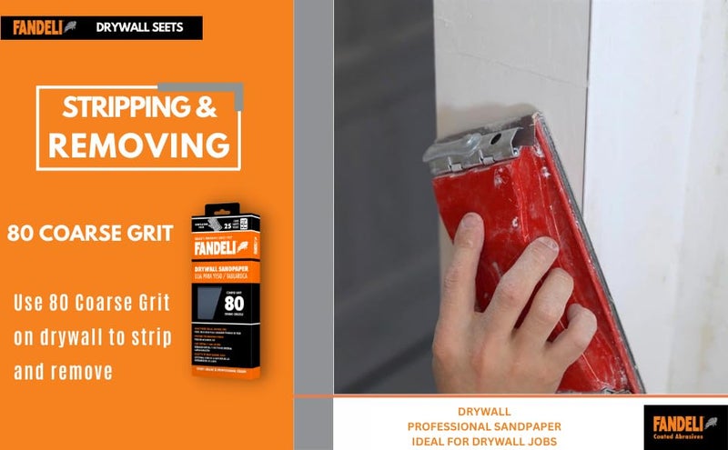Fandeli | Multi-Purpose Sanding Paper | Grit 80 | 25 Sheets of 4-1/4 in.x 11 in | Perfect for Sanding Drywall | Hand Sanding | Orbital Sanders - Image 2