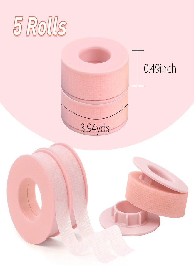 MERETON Lash Tape for Eyelash Extensions - Silicone Gel Eyelash Tape Eyelash Extension Tape for Sensitive Skin Pain Free Removal Breathable Micro Eyelash Extension Supplies（0.49in x 3.94yd，5Rolls Pink） - Image 2