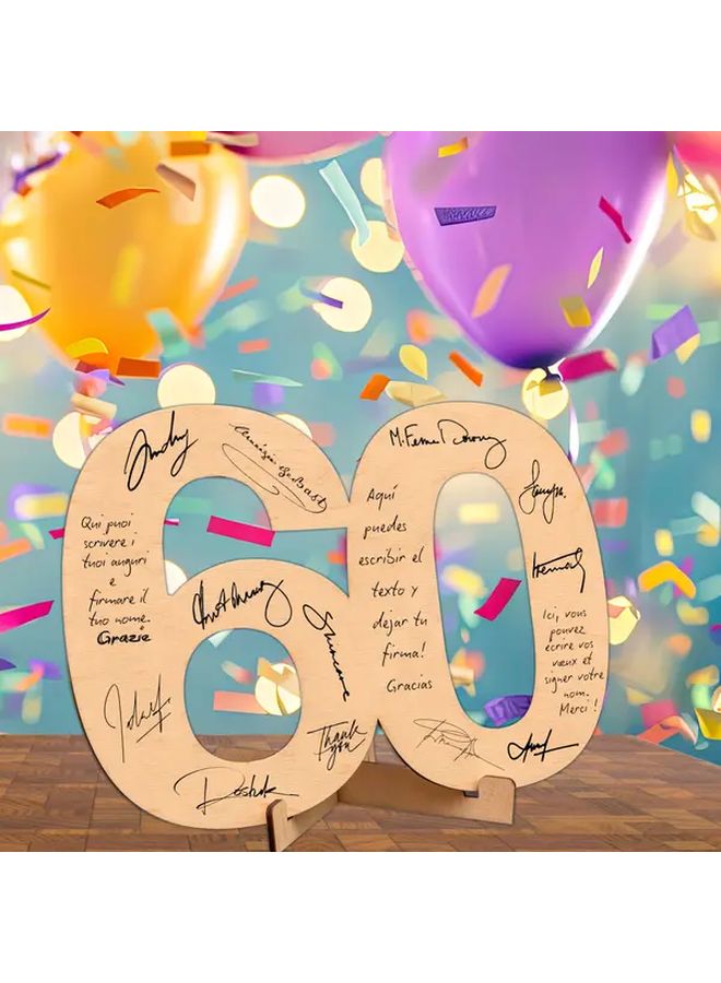 بطاقة معايدة بعيد ميلاد حجر ميل ذهبي خشبي مرقّم النوع 20 هدية مخصصة - Image 3