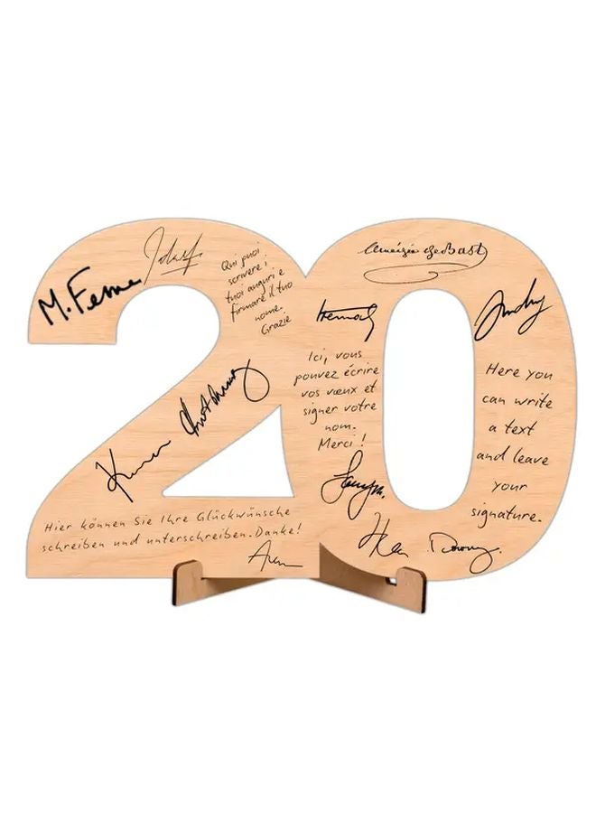 بطاقة معايدة بعيد ميلاد حجر ميل ذهبي خشبي مرقّم النوع 20 هدية مخصصة - Image 1