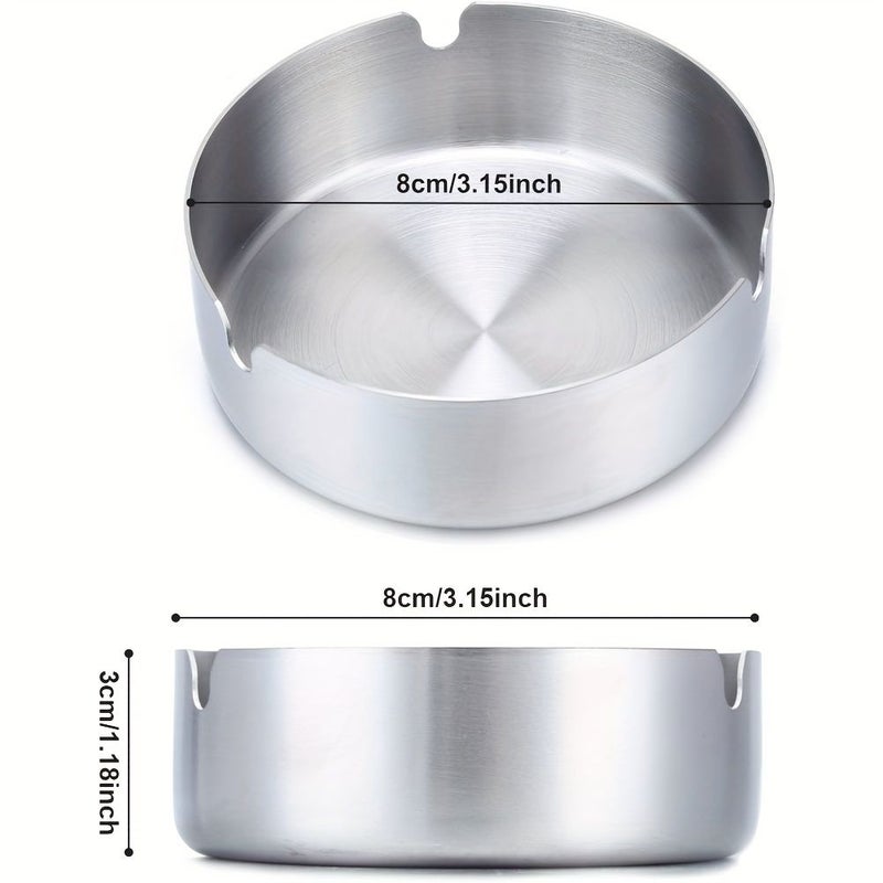 Silvery Stainless Steel Small Cigar Ashtrays Set Of 3 For Household Use - Image 3