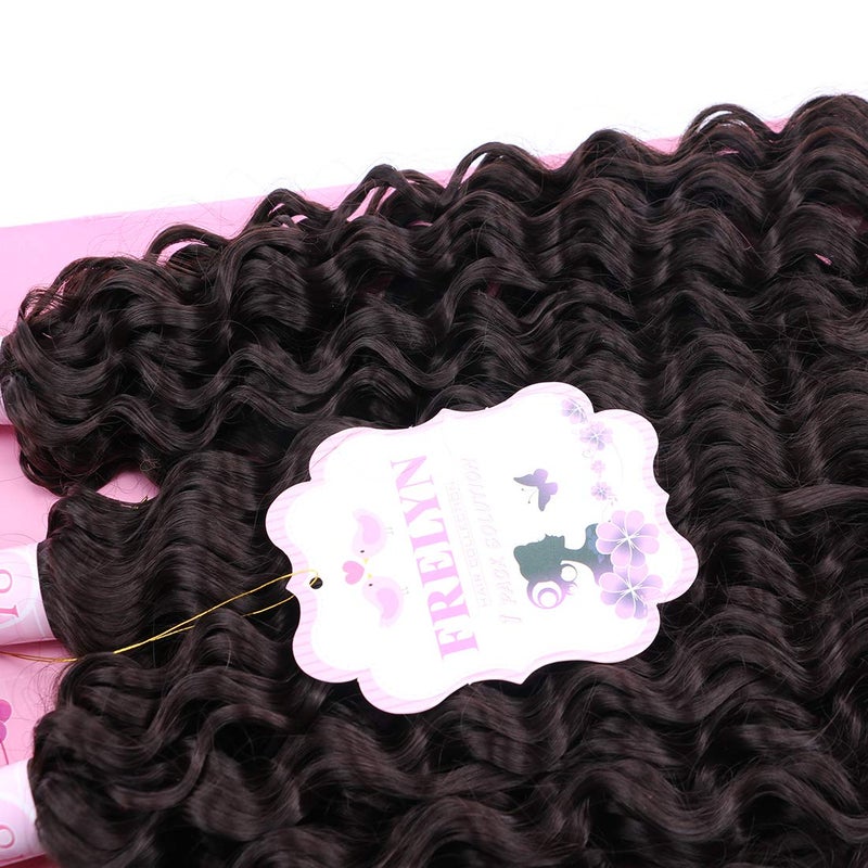 FRELYN Deep Wave Curly Synthetic Hair Weave 4 Bundles Color 2# (16 18 18 20 Inch Mixed), Soft Heat Resistat synthetc Hair Looks Natural - Image 5