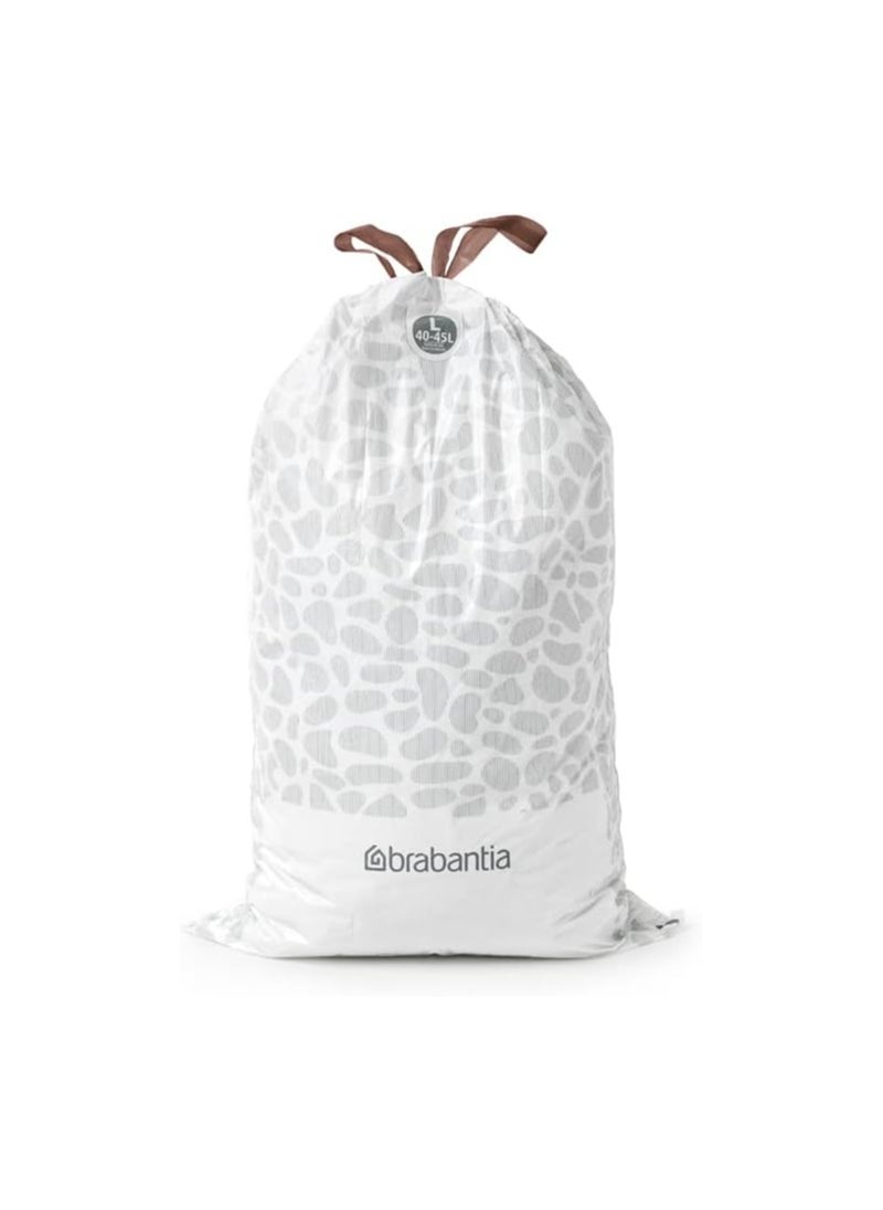 brabantia Brabantia PerfectFit Bin Liners (Size L/40-45 Litre) Thick Plastic Trash Bags with Tie Tape Drawstring Handles (40 Bags), White  - Image 5