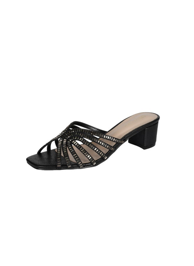 ZAYNA 221-242 Zayna Ladies  Fashion Mid Heel Slip on 18F8827-16 Black  - Image 3