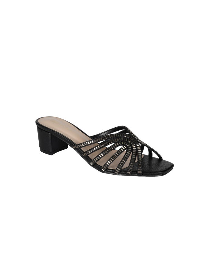 ZAYNA 221-242 Zayna Ladies  Fashion Mid Heel Slip on 18F8827-16 Black  - Image 1