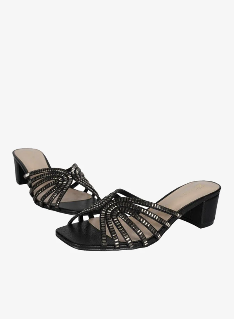 ZAYNA 221-242 Zayna Ladies  Fashion Mid Heel Slip on 18F8827-16 Black