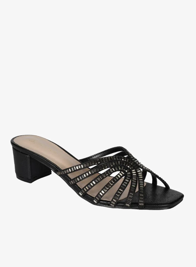 ZAYNA 221-242 Zayna Ladies  Fashion Mid Heel Slip on 18F8827-16 Black