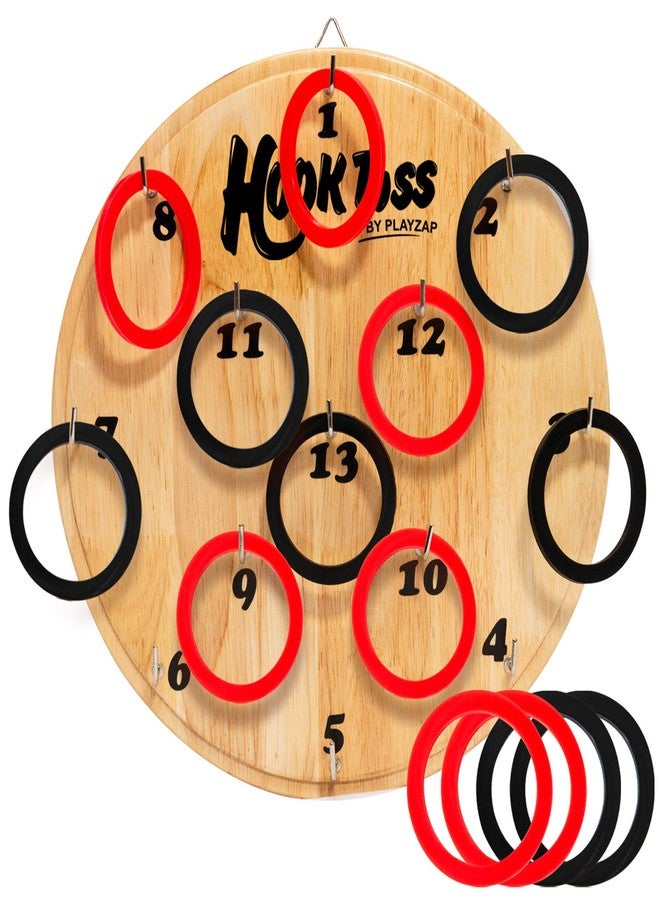 PlayZap Hook Game Ring Toss for Adults & Kids, Wooden Board Dart Wall Game, Outdoor Indoor Games for Family and Friends, Played at Dorm, Beach, Party, Camping and Yard - Image 1