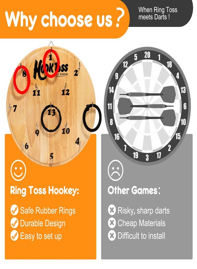 PlayZap Hook Game Ring Toss for Adults & Kids, Wooden Board Dart Wall Game, Outdoor Indoor Games for Family and Friends, Played at Dorm, Beach, Party, Camping and Yard - Image 4