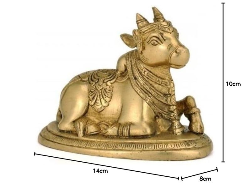 Artvarko Shiv Ji Parvati Vehicle Nandi Bull Statue Brass Idol Shiva Devotee Seated Sculpture Puja and Decor 55 Inches - Image 3