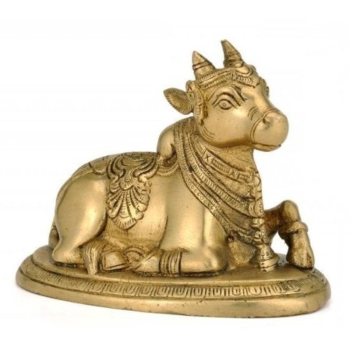 Artvarko Shiv Ji Parvati Vehicle Nandi Bull Statue Brass Idol Shiva Devotee Seated Sculpture Puja and Decor 55 Inches - Image 2