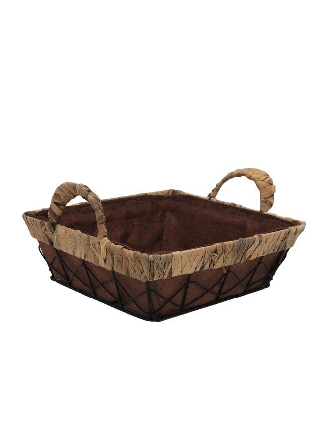 السيف  سلة تقديم من الخيزران مربعة باللون البني - Image 1