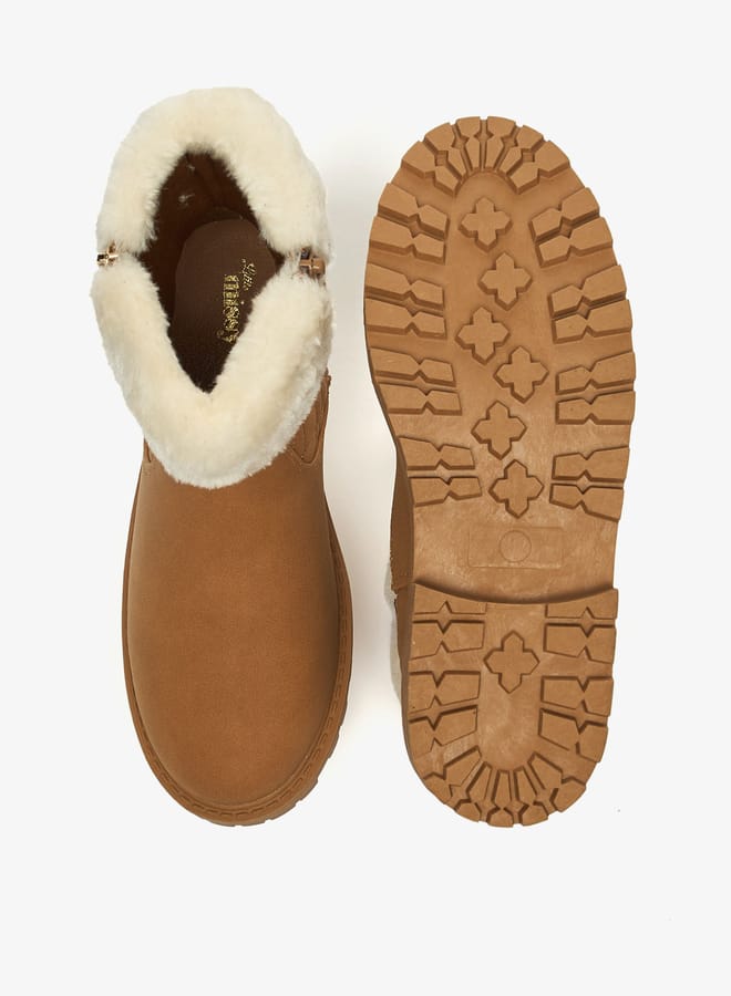 Little Missy Girls Plush Detail Ankle Boots With Zip Closure - Image 4