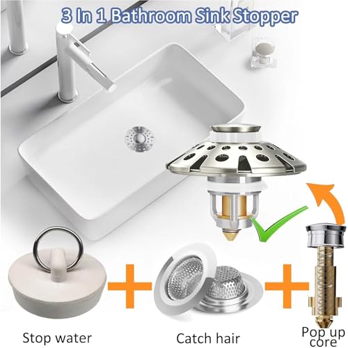 AzWzz Bathtub Drain Stopper, Pop Up Tub Stopper Plug with Bathtub Drain Hair Catcher Cover, Universal for 1.45 in to 1.8 in Tub Drain, Matte Black - Image 4
